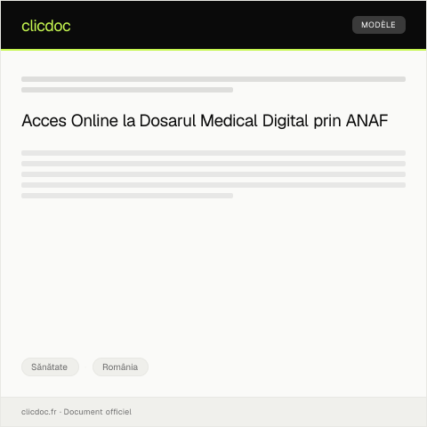 Document preview: Cerere pentru consultarea online a dosarului medical digital — Sănătate, România