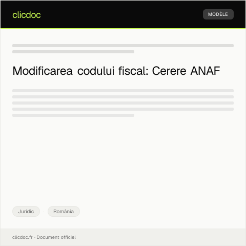Document preview: Cerere de aprobare pentru modificarea codului fiscal — Juridic, România