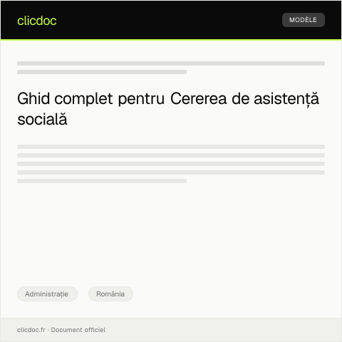 Document preview: Cerere de asistență socială — Administrație, România