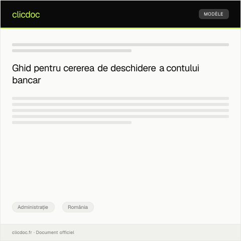 Document preview: Cerere de deschidere cont bancar pentru persoană fizică — Administrație, România