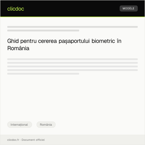 Document preview: Cerere de eliberare a pașaportului biometric și programare online — Internațional, România