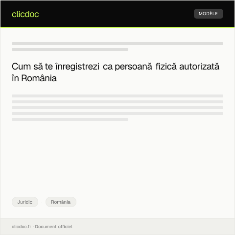 Document preview: Cerere de înregistrare în registrul persoanelor fizice autorizate — Juridic, România