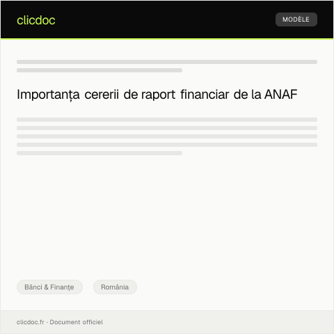 Document preview: Cerere pentru solicitarea unui raport privind istoricul acțiunilor financiare — Bănci & Finanțe, România