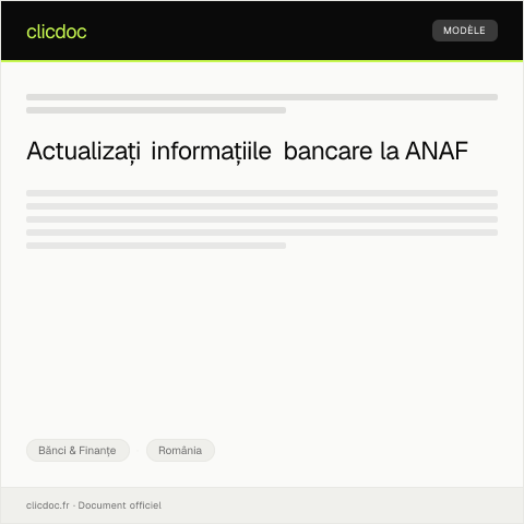 Document preview: Cerere de modificare a datelor în contul bancar și de eliberare a extrasului bancar — Bănci & Finanțe, România