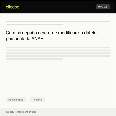 Document preview: Cerere de modificare a datelor personale — Administrație, România
