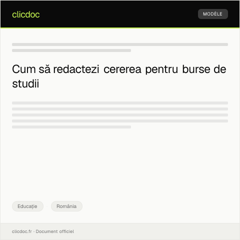 Document preview: Cerere pentru acordarea burselor de studii — Educație, România