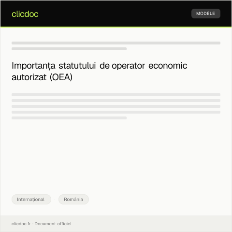 Document preview: Cerere pentru acordarea statutului de operator economic autorizat (OEA) — Internațional, România