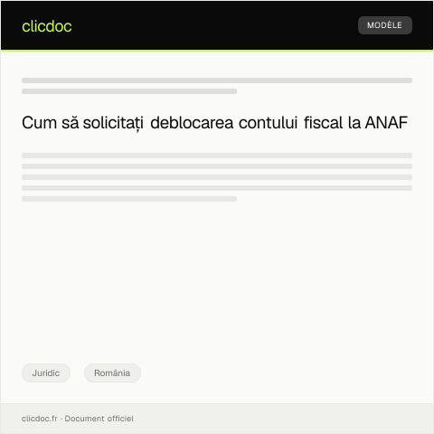 Document preview: Cerere pentru deblocarea contului fiscal — Juridic, România