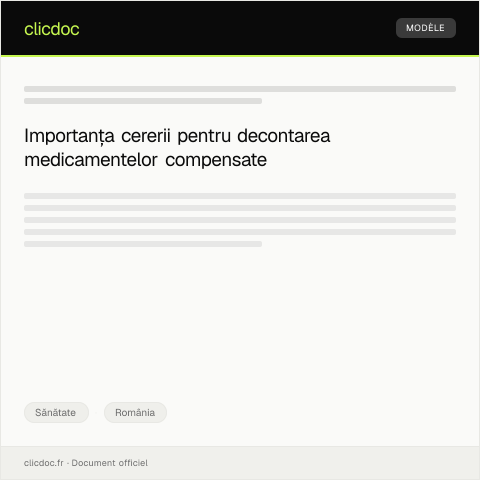 Document preview: Cerere pentru decontarea medicamentelor compensate — Sănătate, România