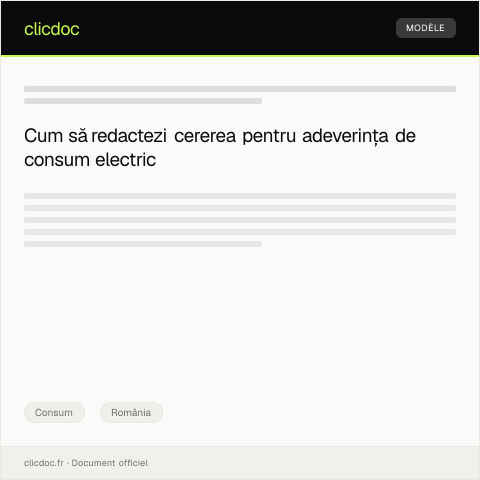 Document preview: Cerere pentru eliberarea adeverinței de consum electrical — Consum, România