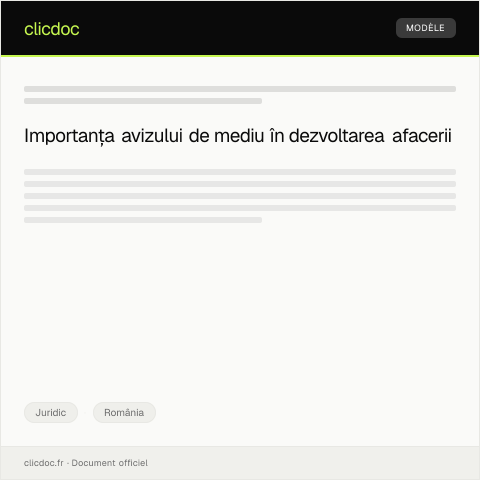 Document preview: Cerere pentru emiterea unui aviz de mediu — Juridic, România