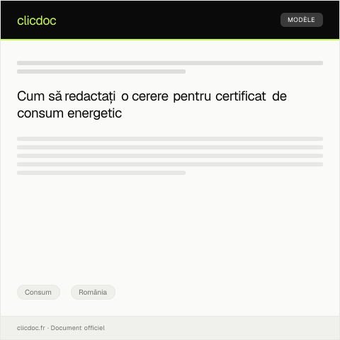 Document preview: Cerere pentru emiterea unui certificat de consum energetic — Consum, România