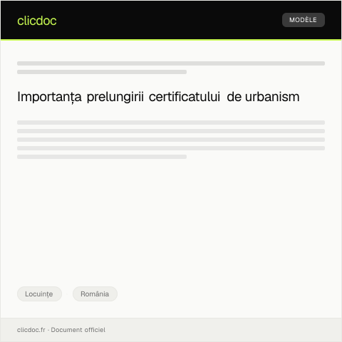 Document preview: Cerere de prelungire a valabilității certificatului de urbanism — Locuințe, România