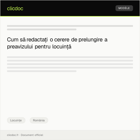 Document preview: Cerere de prelungire a termenului de preaviz pentru încheierea contractului de locuință — Locuințe, România