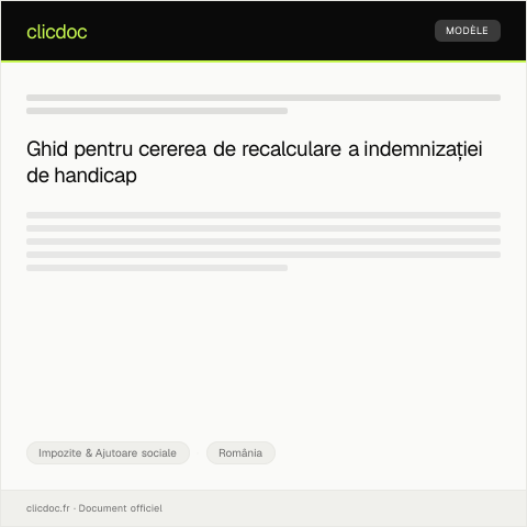 Document preview: Cerere pentru recalcularea indemnizației de handicap — Impozite & Ajutoare sociale, România