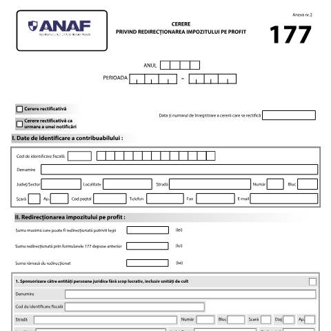 Document preview: Cerere privind redirecționarea impozitului pe profit (OPANAF 3562/2024) — Cereri, România (CERFA n°177_A2_OPANAF_3562_2024)