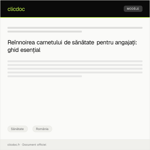 Document preview: Cerere de reînnoire a carnetului de sănătate pentru angajați — Sănătate, România