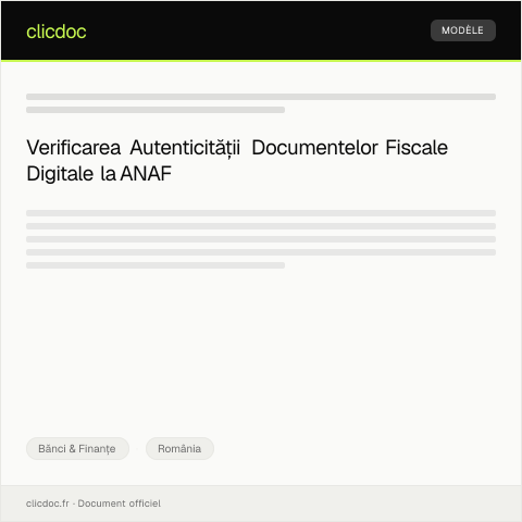 Document preview: Cerere pentru verificarea autenticității documentelor fiscale digitale — Bănci & Finanțe, România