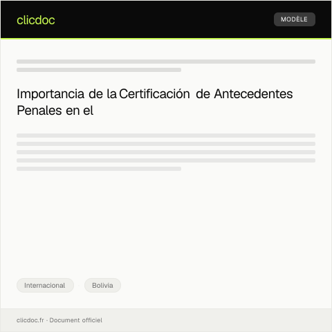 Vista previa del documento Certificación de antecedentes penales para trámite internacional — Internacional, Bolivia