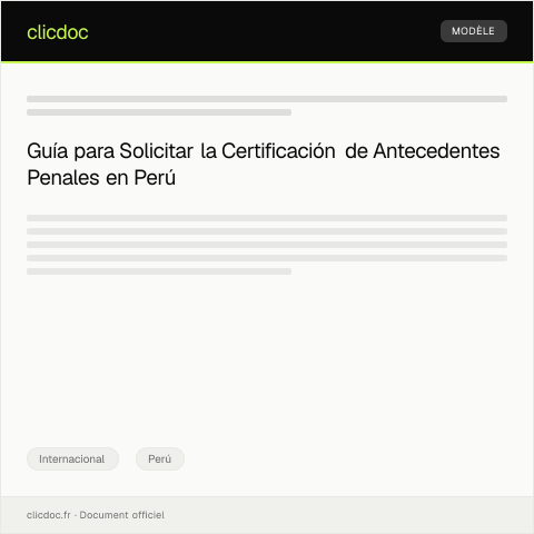 Vista previa del documento Certificación de antecedentes penales para trámite en Perú — Internacional, Perú