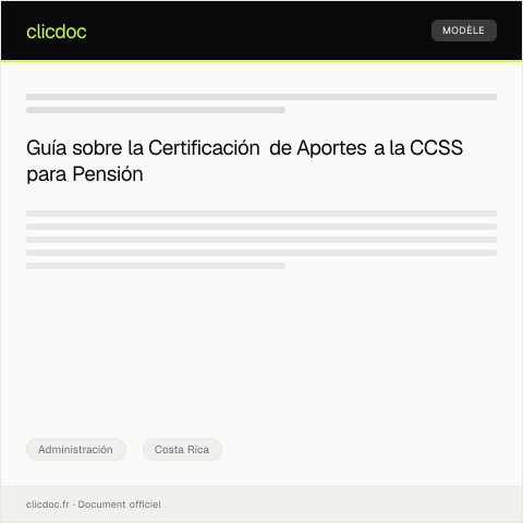 Vista previa del documento Certificación de aportes a la Caja Costarricense de Seguro Social para trámite de pensión — Administración, Costa Rica