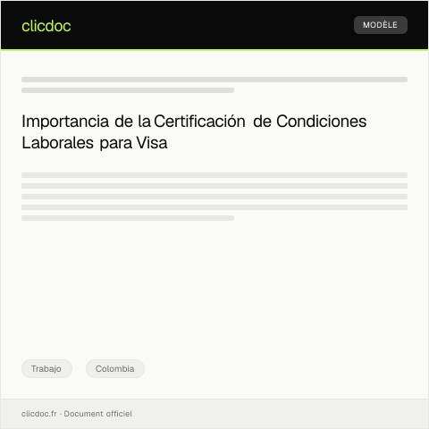 Vista previa del documento Certificación de condiciones laborales para trámites de visa — Trabajo, Colombia