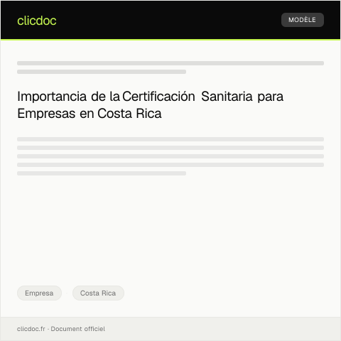 Vista previa del documento Certificación de cumplimiento de normas sanitarias para empresa en el Ministerio de Salud — Empresa, Costa Rica