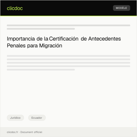 Vista previa del documento Certificación de antecedentes penales para trámite migratorio — Jurídico, Ecuador