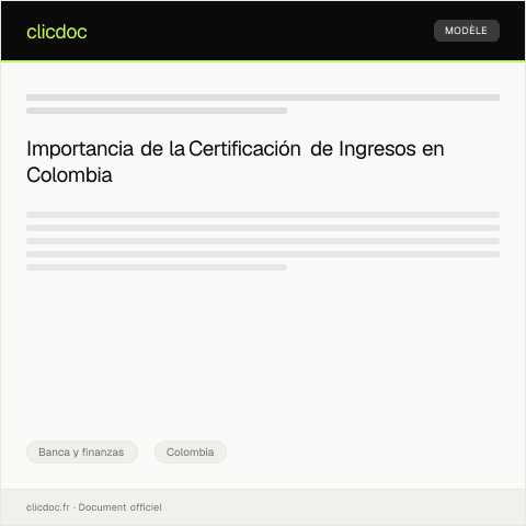 Vista previa del documento Certificación de ingresos para entidades financieras — Banca y finanzas, Colombia