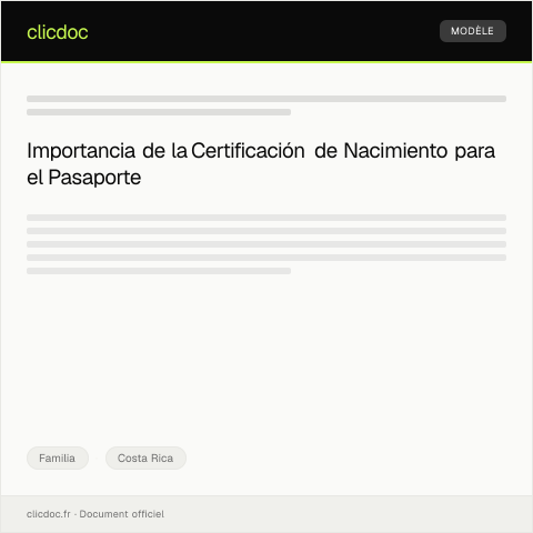 Vista previa del documento Certificación de nacimiento para trámites de pasaporte en el Registro Civil — Familia, Costa Rica