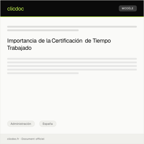 Vista previa del documento Certificación de tiempo trabajado para prestaciones sociales — Administración, España