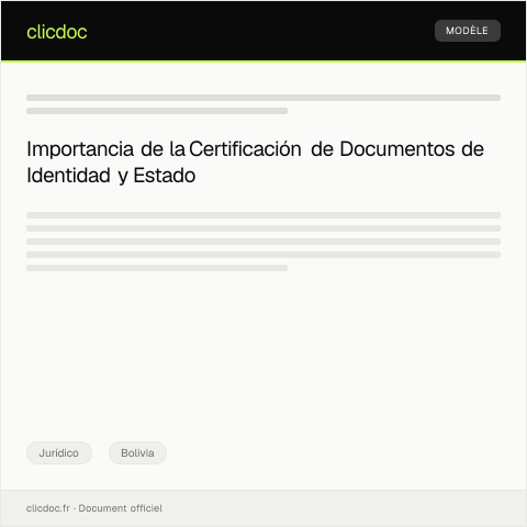 Vista previa del documento Certificación de Documentos de Identidad y Estado Civil — Jurídico, Bolivia
