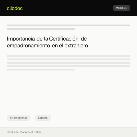 Vista previa del documento Certificación de empadronamiento para trámite internacional — Internacional, España