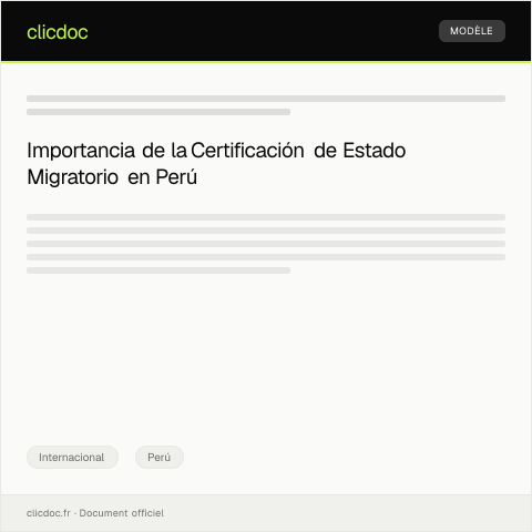 Vista previa del documento Certificación de estado migratorio para efectos legales en Perú — Internacional, Perú