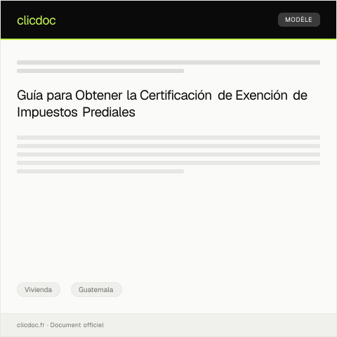 Vista previa del documento Certificación para exención del pago de impuestos prediales — Vivienda, Guatemala