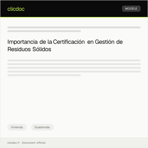 Vista previa del documento Certificación de cumplimiento en gestión de residuos sólidos en construcción — Vivienda, Guatemala