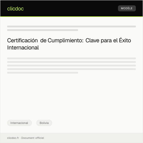 Vista previa del documento Certificación de cumplimiento con estándares internacionales de calidad — Internacional, Bolivia