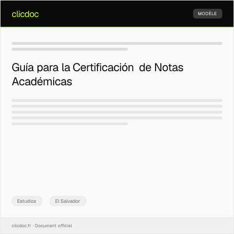 Vista previa del documento Certificación de notas y antecedentes académicos para intercambio internacional — Estudios, El Salvador