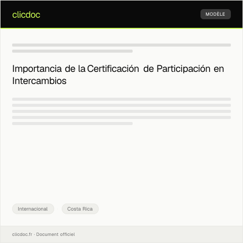 Vista previa del documento Certificación de Participación en Programas de Intercambio — Internacional, Costa Rica