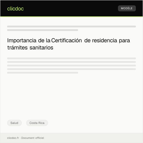 Vista previa del documento Certificación de residencia para trámites sanitarios — Salud, Costa Rica