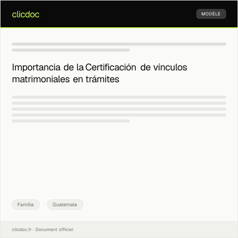 Vista previa del documento Certificación de vínculos matrimoniales para trámites laborales — Familia, Guatemala