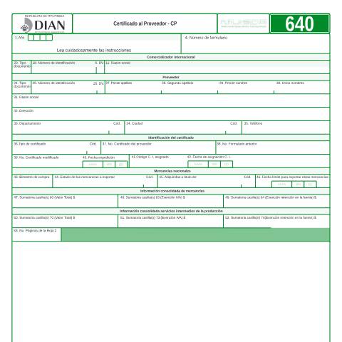 Vista previa del documento Certificado al Proveedor — Año 2008, Colombia (CERFA n°F640-2008)