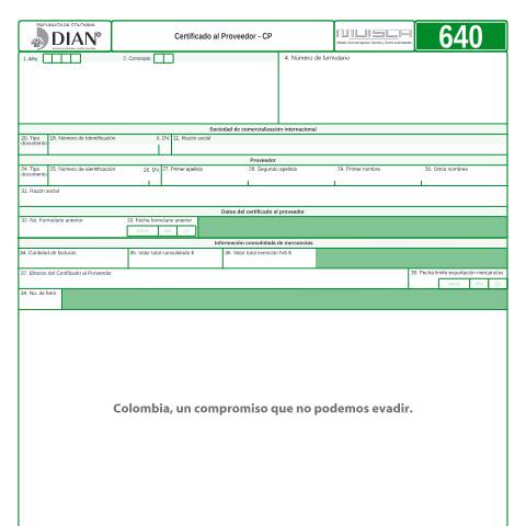 Vista previa del documento Certificado al Proveedor - CP — Año 2015, Colombia (CERFA n°F640-2015)