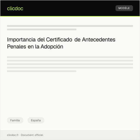 Vista previa del documento Certificado de antecedentes penales para trámite de adopción — Familia, España