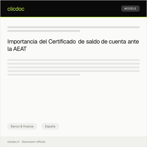 Vista previa del documento Certificado de saldo de cuenta para presentación ante autoridad — Banco & finanza, España