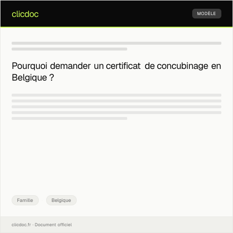 Aperçu du document Certificat de concubinage ou de vie commune — Famille, Belgique