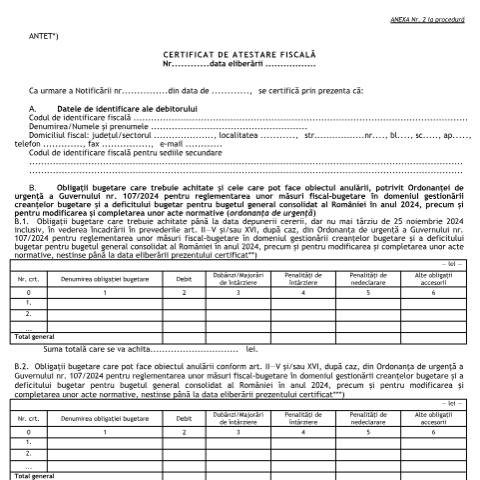 Document preview: Certificat de atestare fiscală (OMF 5521/2024) — Documente emise, România (CERFA n°A2_OMF_5521_2024)