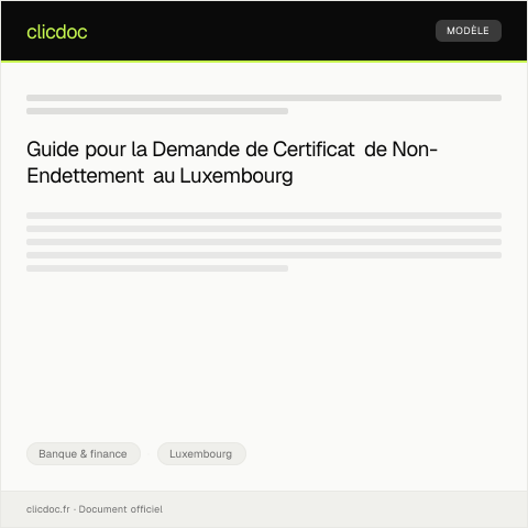 Aperçu du document Certificat de non-endettement pour une demande de crédit — Banque & finance, Luxembourg