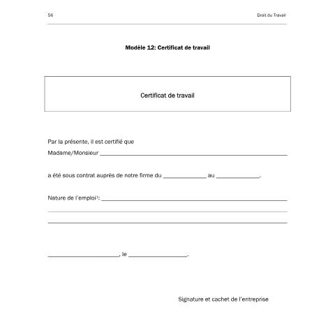 Aperçu du document Certificat de travail - modèle — Licenciement resiliation, Luxembourg (CERFA n°modele-n-12-certificat-de-travail)