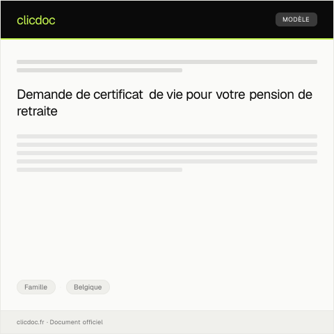 Aperçu du document Certificat de vie pour la pension de retraite ou allocation — Famille, Belgique
